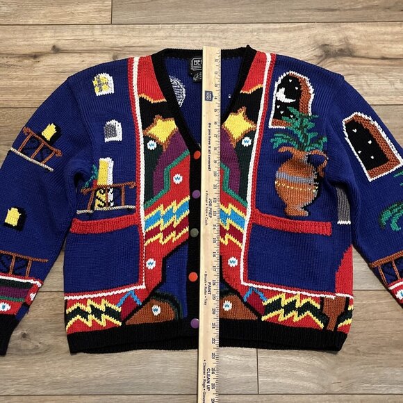 Berek Marta D Cardigan Sweater SZ Small Fiesta Southwest 1989 Vintage Funky Knit - Picture 3 of 8